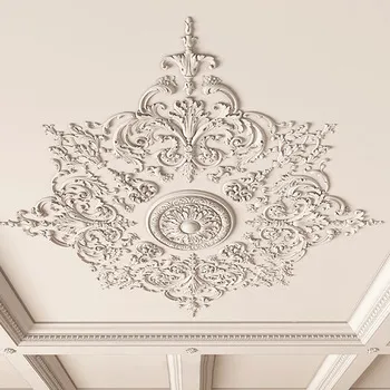 Wood ceiling medallions openwork floral elements Baroque style Wood ceiling medallions openwork floral elements Baroque style